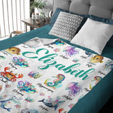 Custom Name Cute Sea Animal Blanket - Gifts for Kids